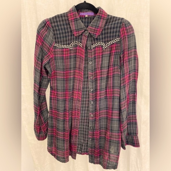 Sugar Lips plaid Shirt Size S - Picture 1 of 5
